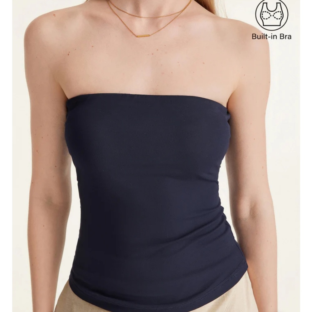 Never Worn! Black Strapless Tube Top with Built-in Bra